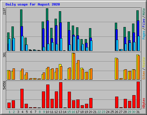 Daily usage for August 2020
