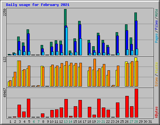 Daily usage for February 2021