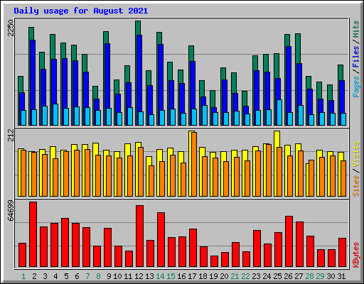 Daily usage for August 2021