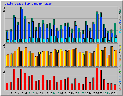Daily usage for January 2023
